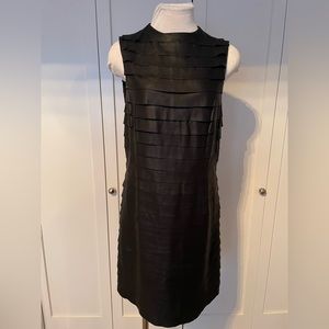 Alice + Olivia Goat Leather Midi Shift Dress Size 8